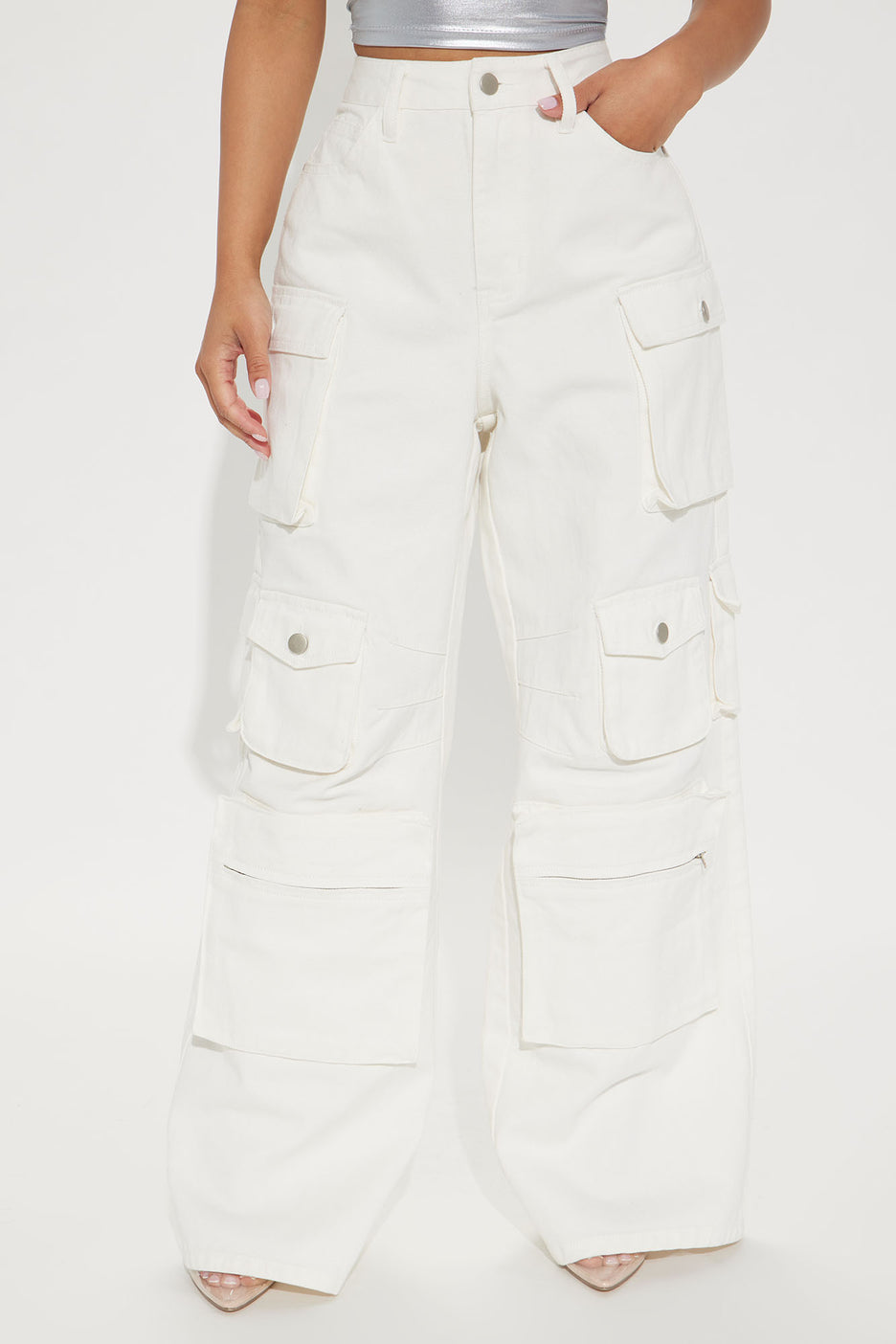 White Oversize Wide Leg Cargo Pants – Rave Wonderland